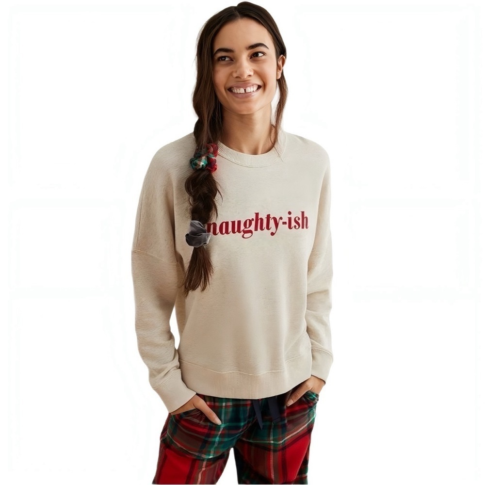 Aerie Holiday Christmas Sweatshirt Oversized Cozy Soft Fleece Women’s Size Large